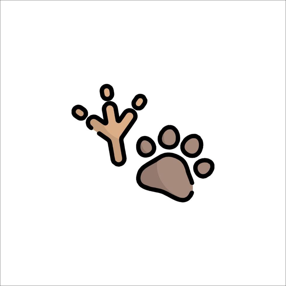 A paw print and a stick with a tree vector