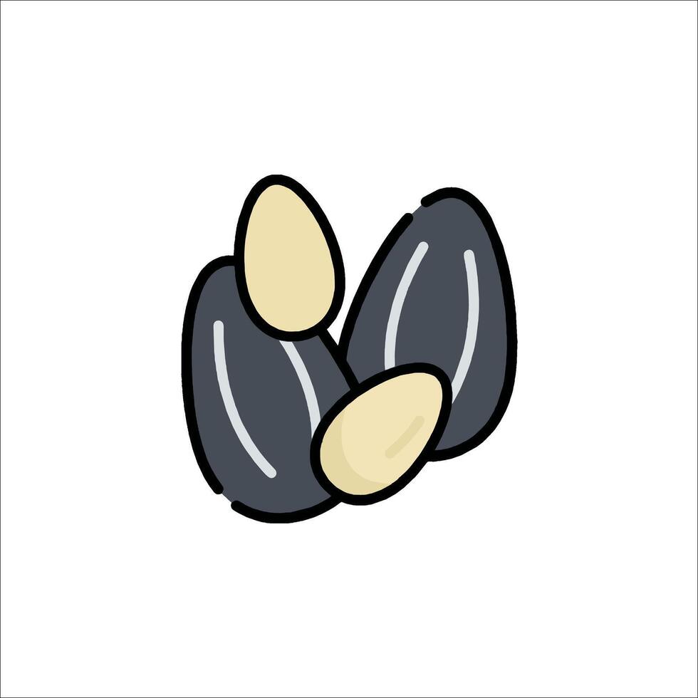 A black and white drawing of two nuts vector
