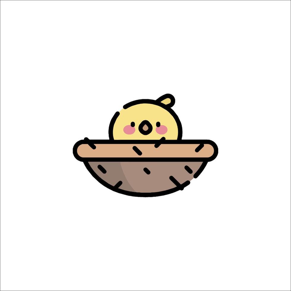 A cute little bird in a nest icon vector