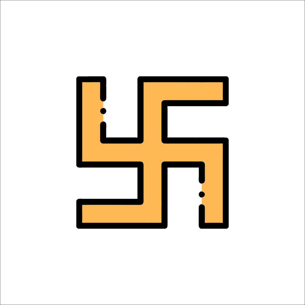 The symbol of the sikh religion is shown in a simple line vector