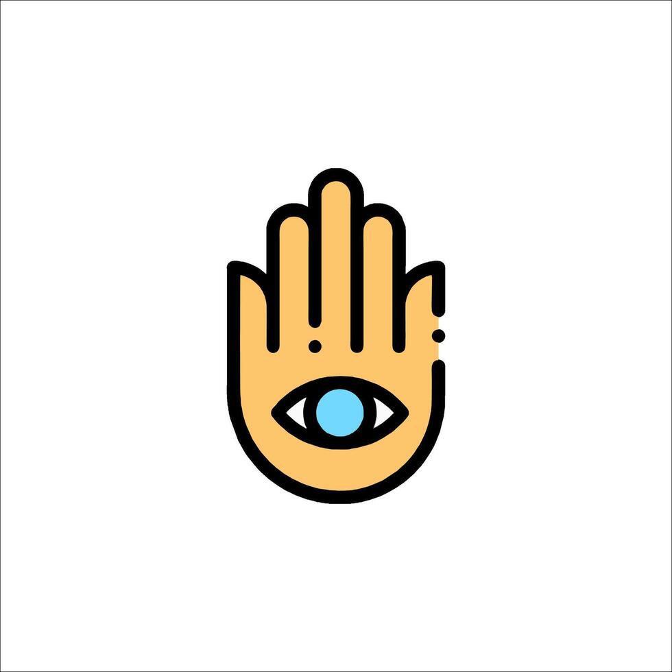 A hand with an eye on it, with a yellow outline vector
