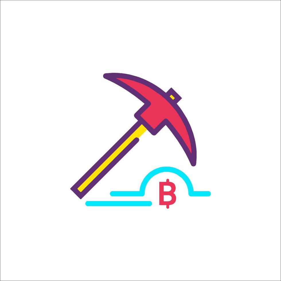 A hammer and a bitcoin icon vector