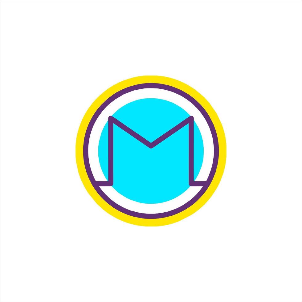 A blue and yellow logo with the letter m vector