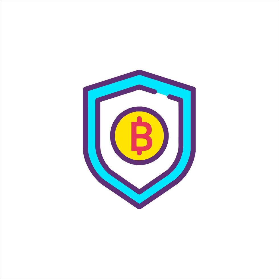 Bitcoin shield logo design vector