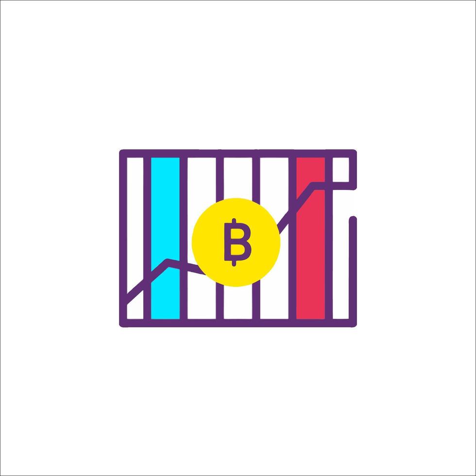 Bitcoin graph icon on white background vector