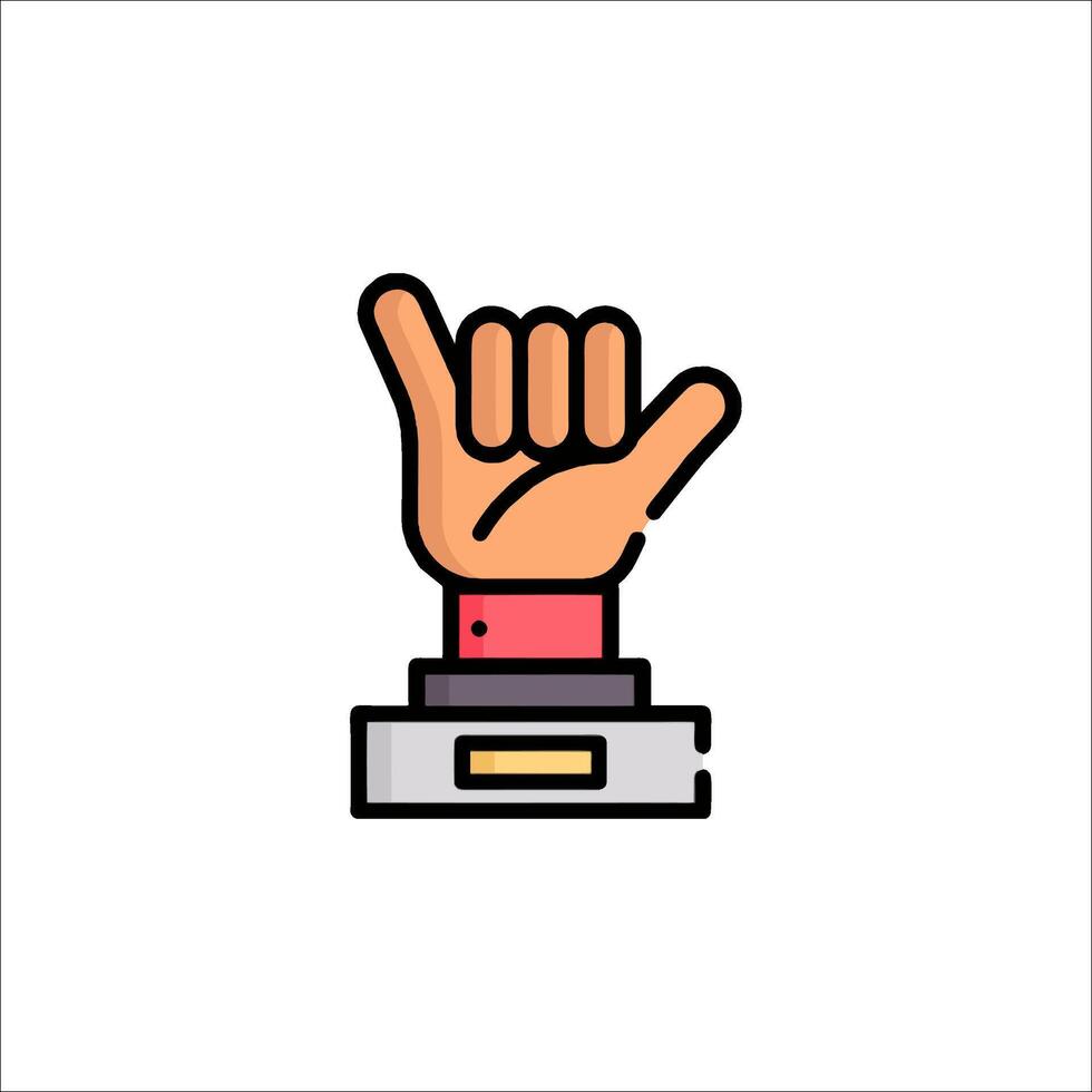 A hand with a finger up on a trophy vector