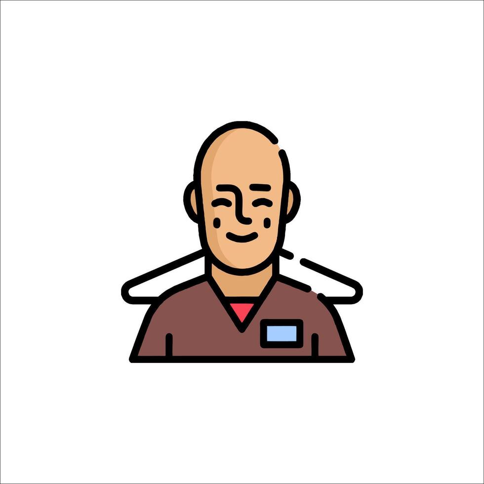 A bald man with a blue shirt on his head vector