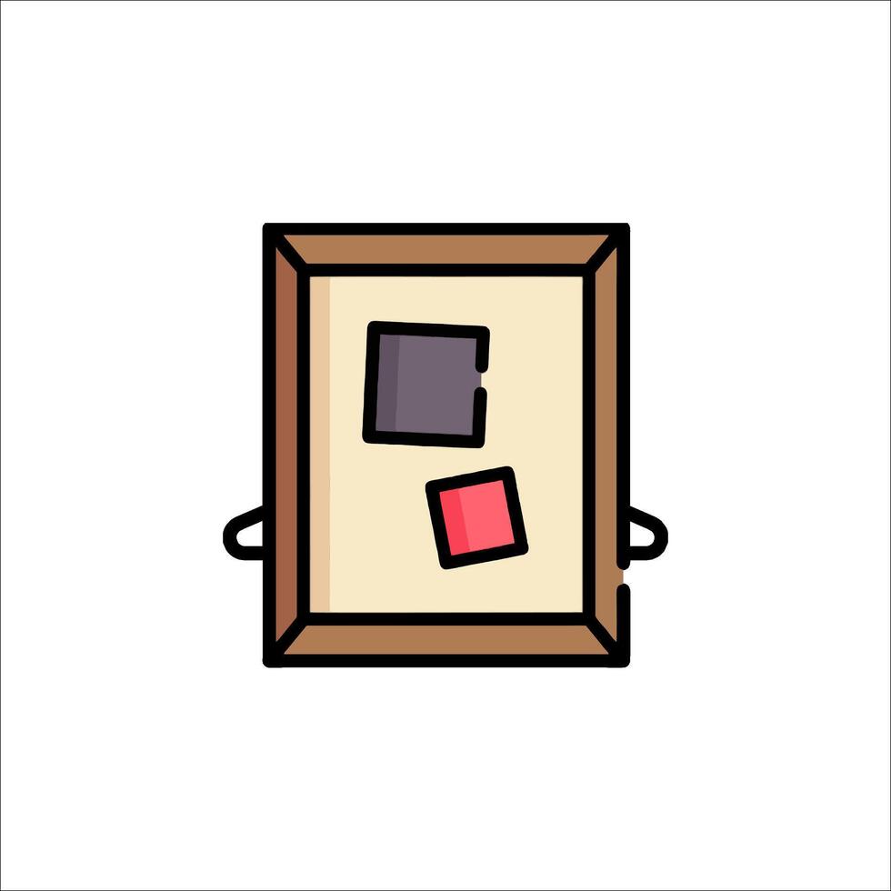 A picture frame with a square and a red square vector