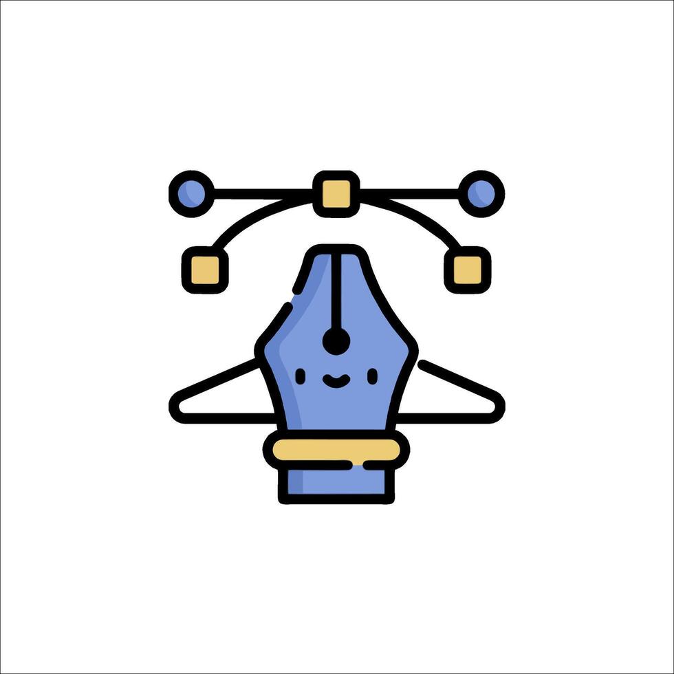 A blue pen with a line drawing of a person vector