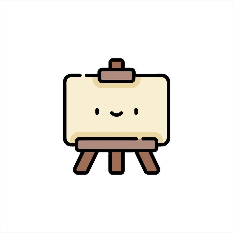 A cute little easel with a smiley face on it vector