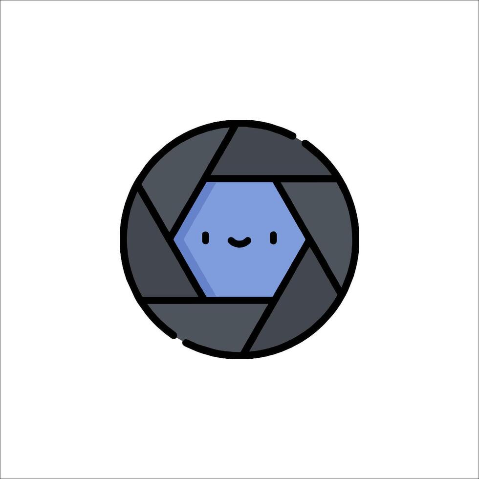 A camera lens with a smiley face on it vector