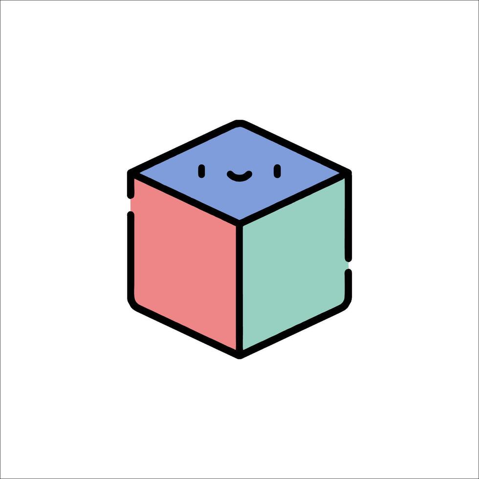 A cube with a smiley face on it vector
