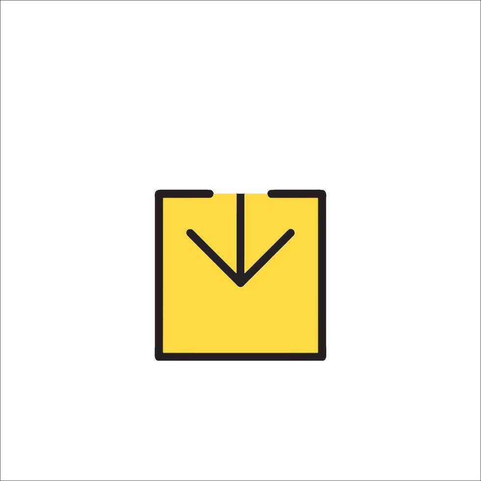 A yellow envelope with an arrow pointing down vector