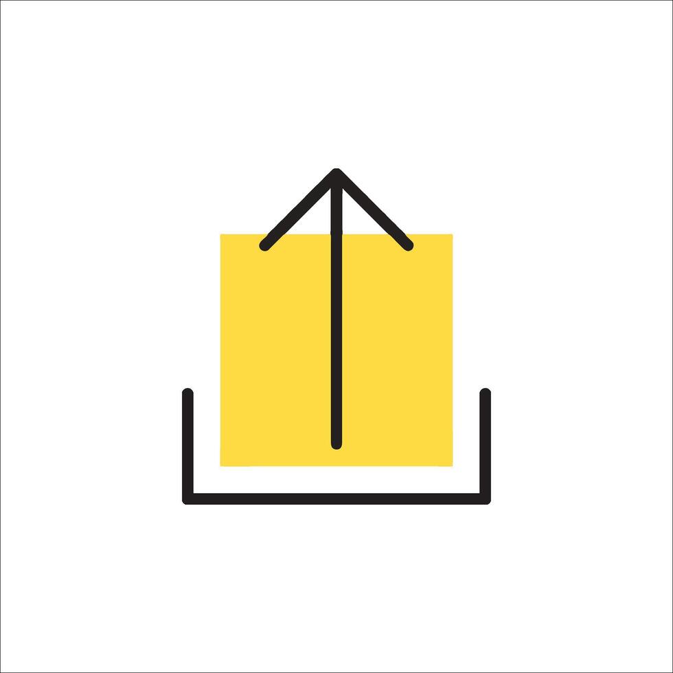 A yellow box with an arrow pointing up vector