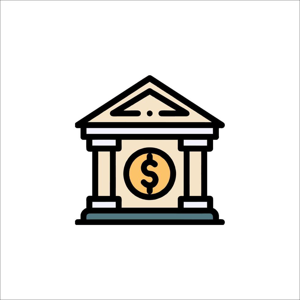 A bank building with a dollar sign on top vector