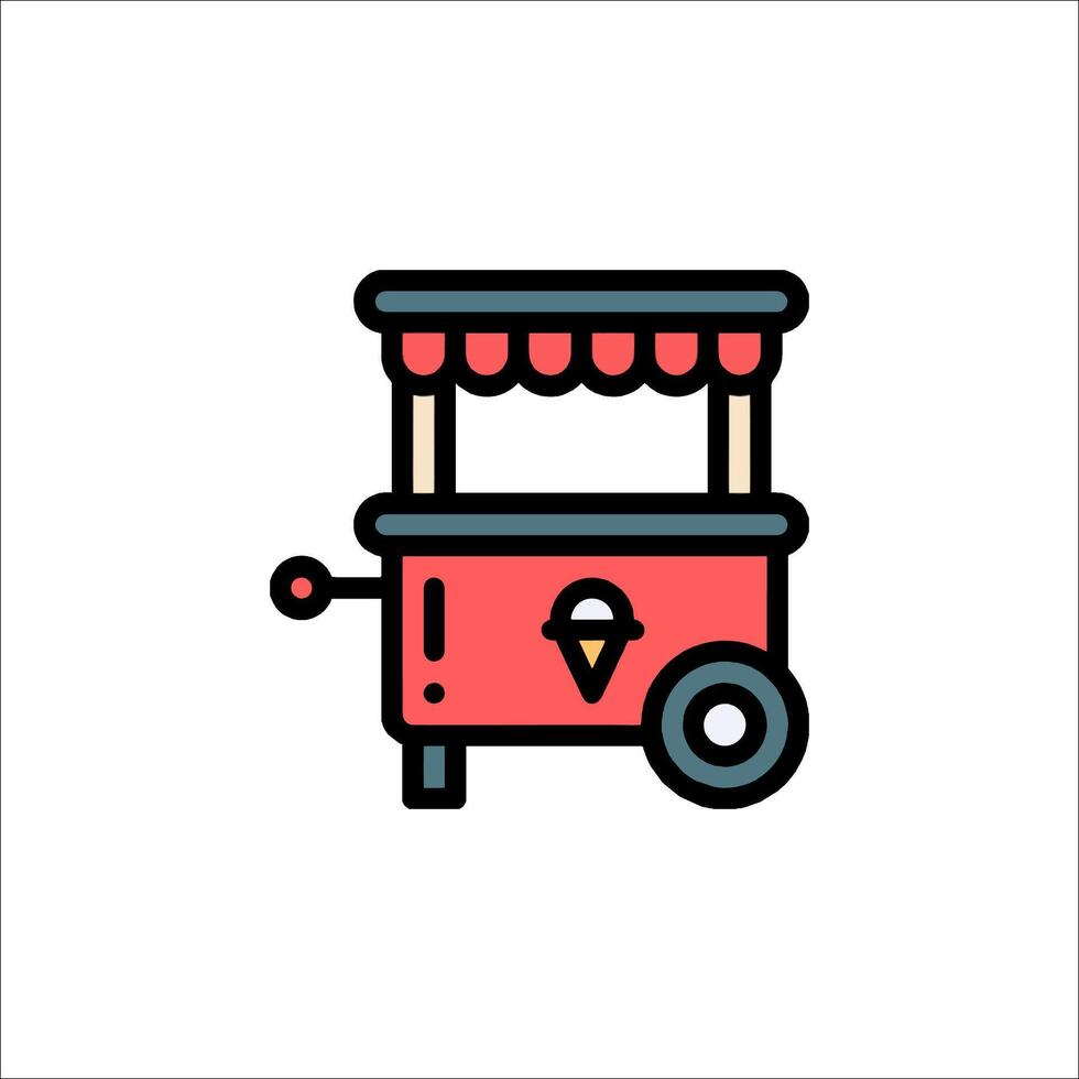Ice cream cart icon illustration vector