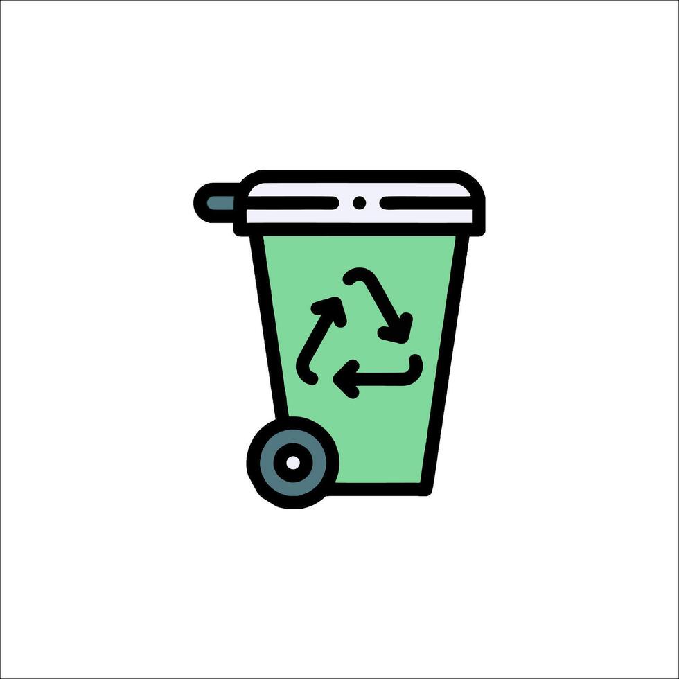 A green trash can with a recycling symbol on it vector
