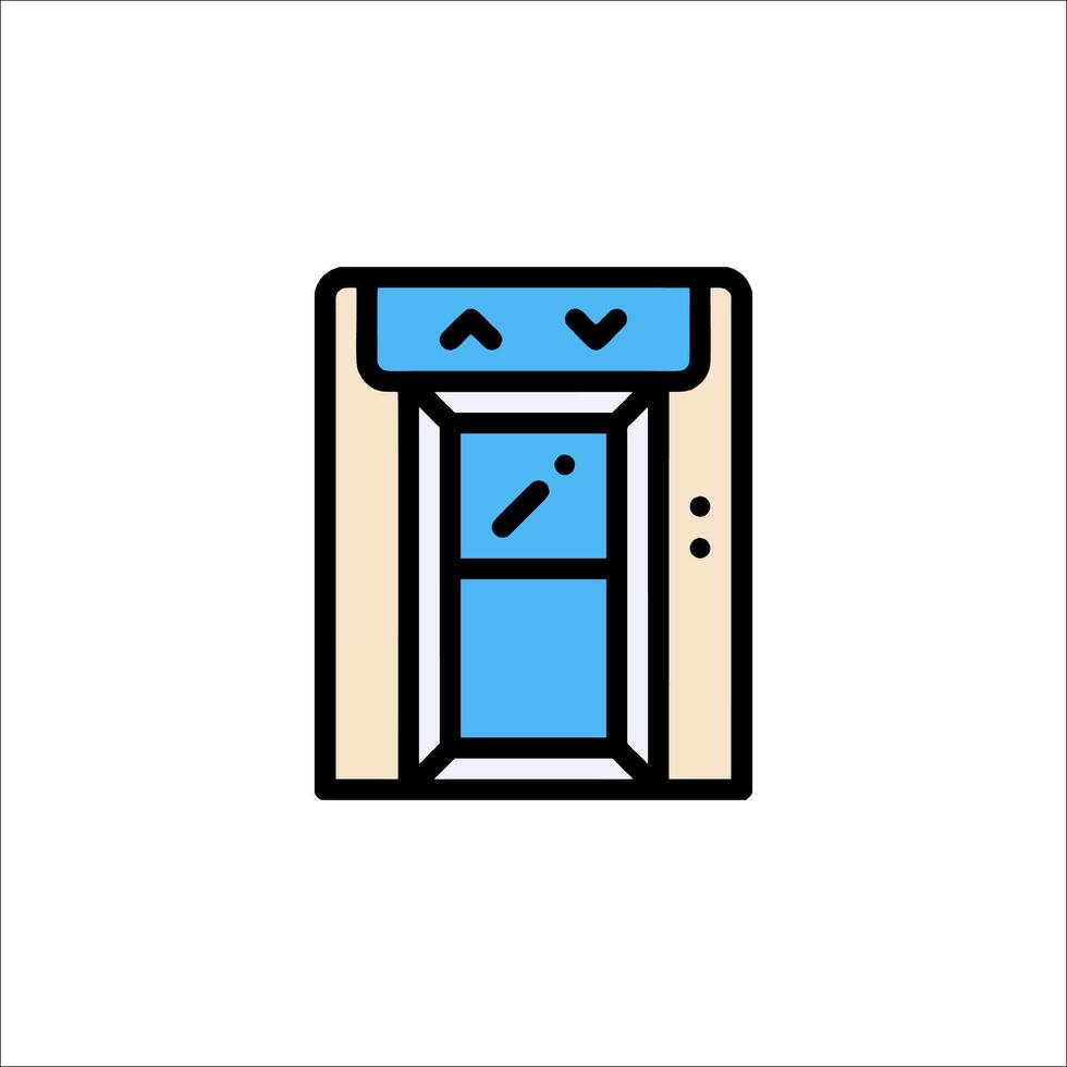A blue and white icon of a door vector