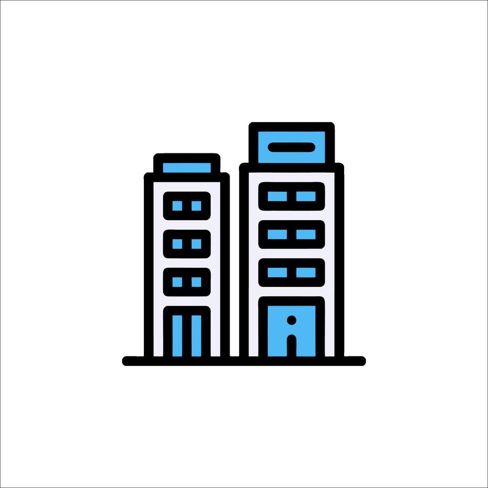A building icon with blue lines vector