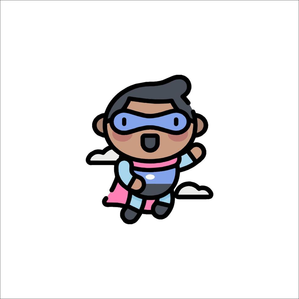 A cartoon character with a blue mask and blue cape vector