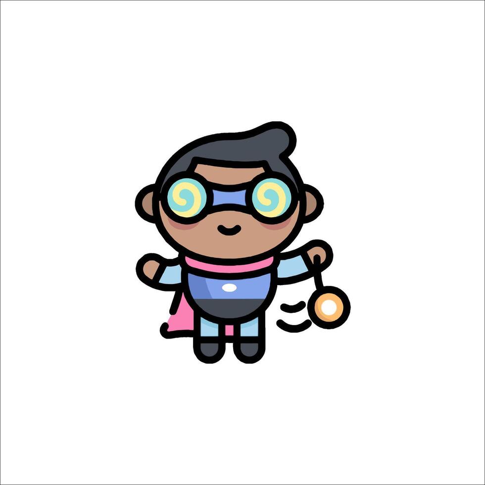 A cartoon character with glasses and a cape vector