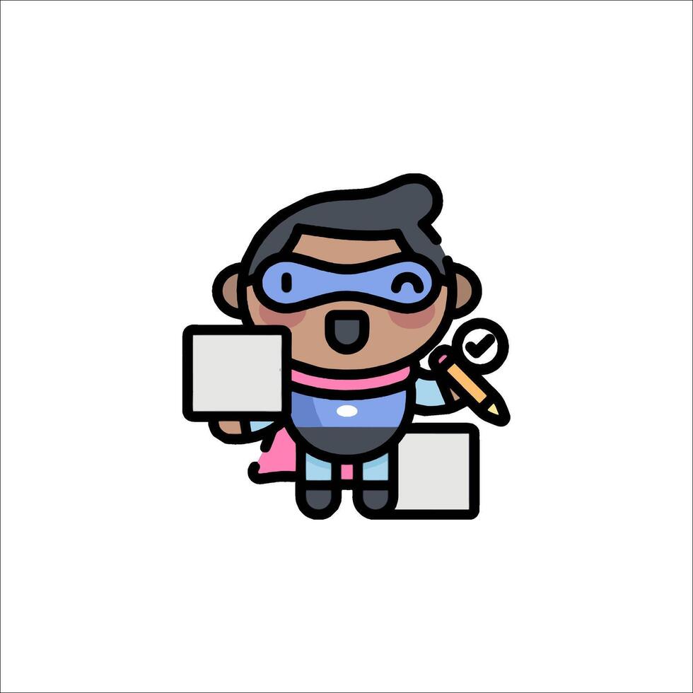 A cartoon character holding a piece of paper vector