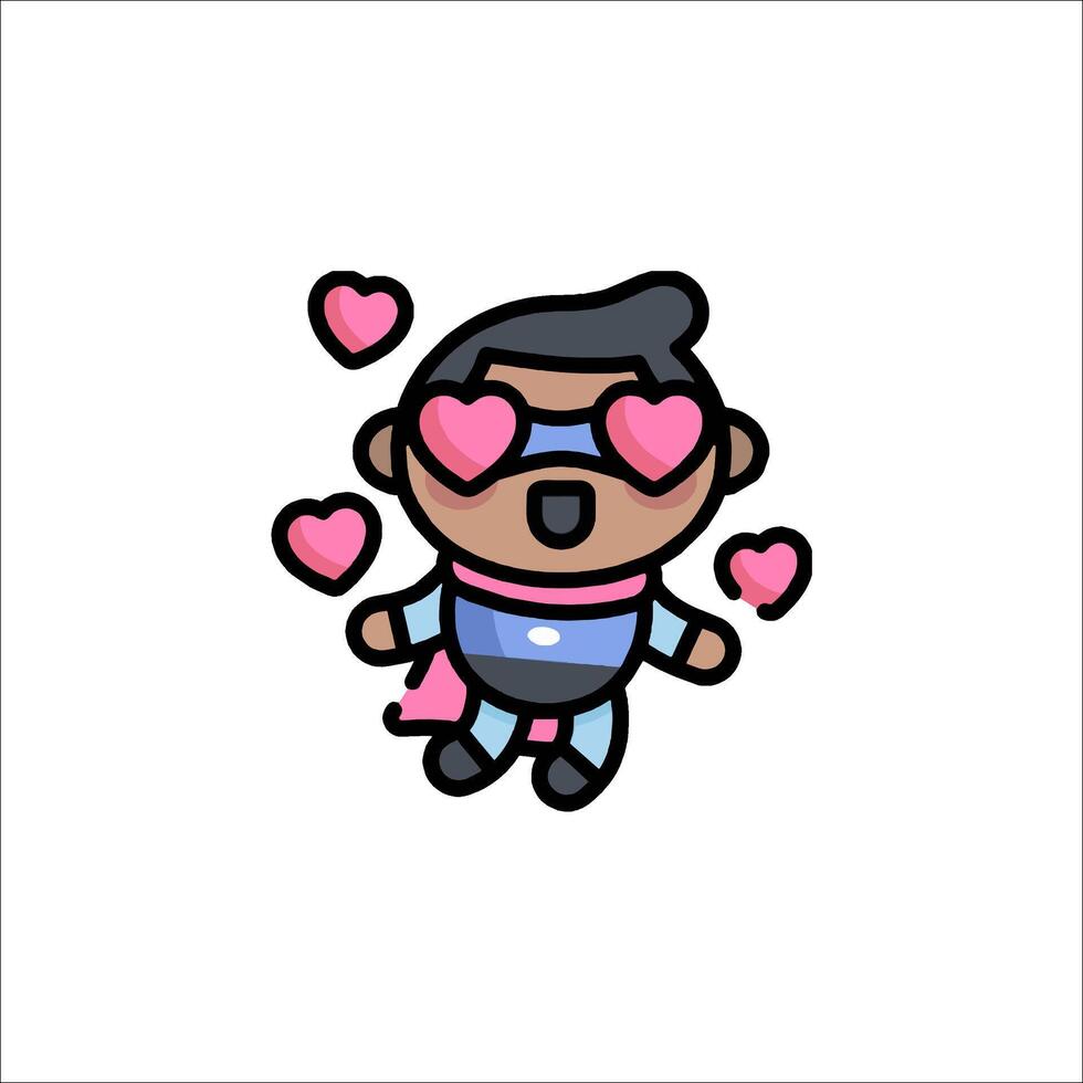 A cartoon character with hearts on his face vector