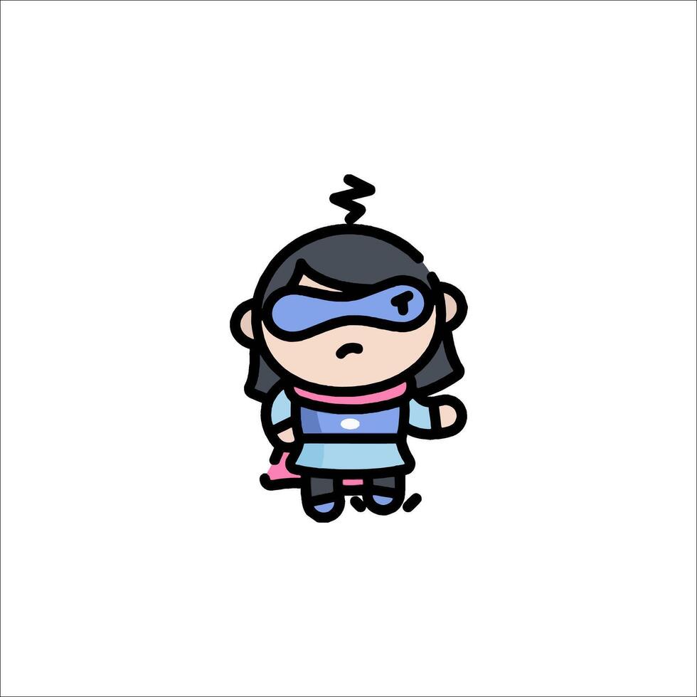 A cartoon character with a blue mask and blue eyes vector
