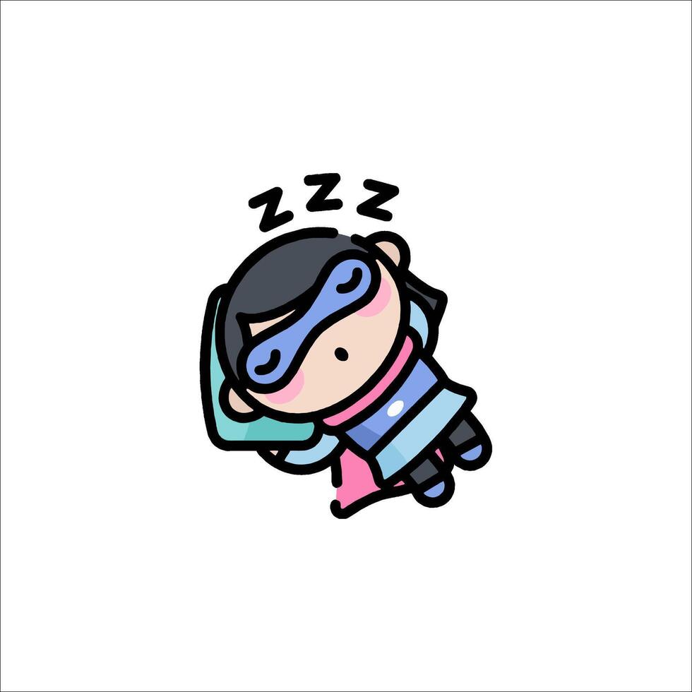 A cartoon character sleeping with a mask on vector