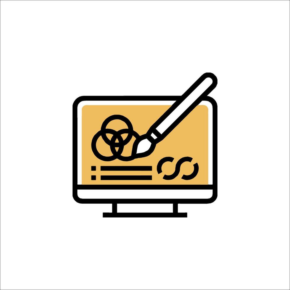 A computer screen with a pencil and a paper vector