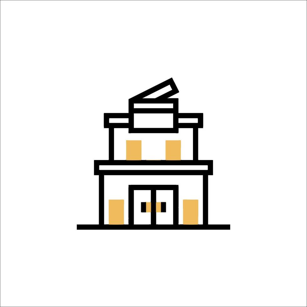 A building with a clock on top vector