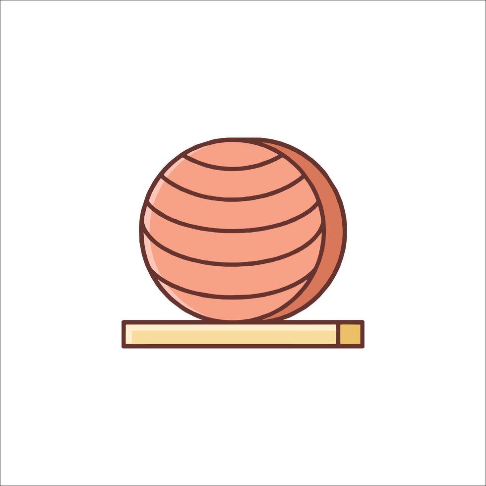 A ball on a wooden block icon vector