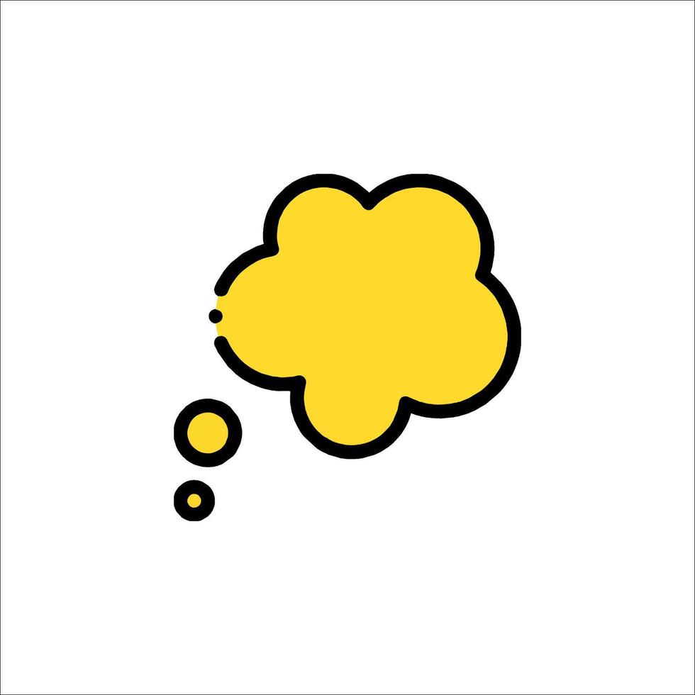 A yellow cloud with a thought bubble icon vector