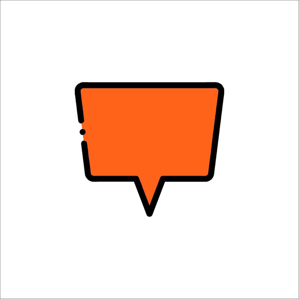 A speech bubble icon with an orange outline vector