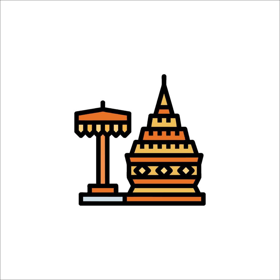 A thai temple icon with a pagoda and umbrella vector