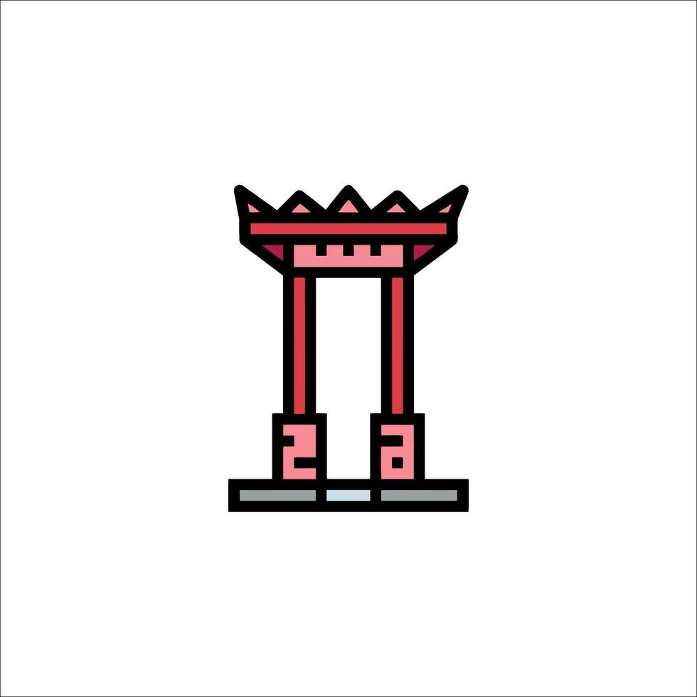 Chinese gate icon illustration vector