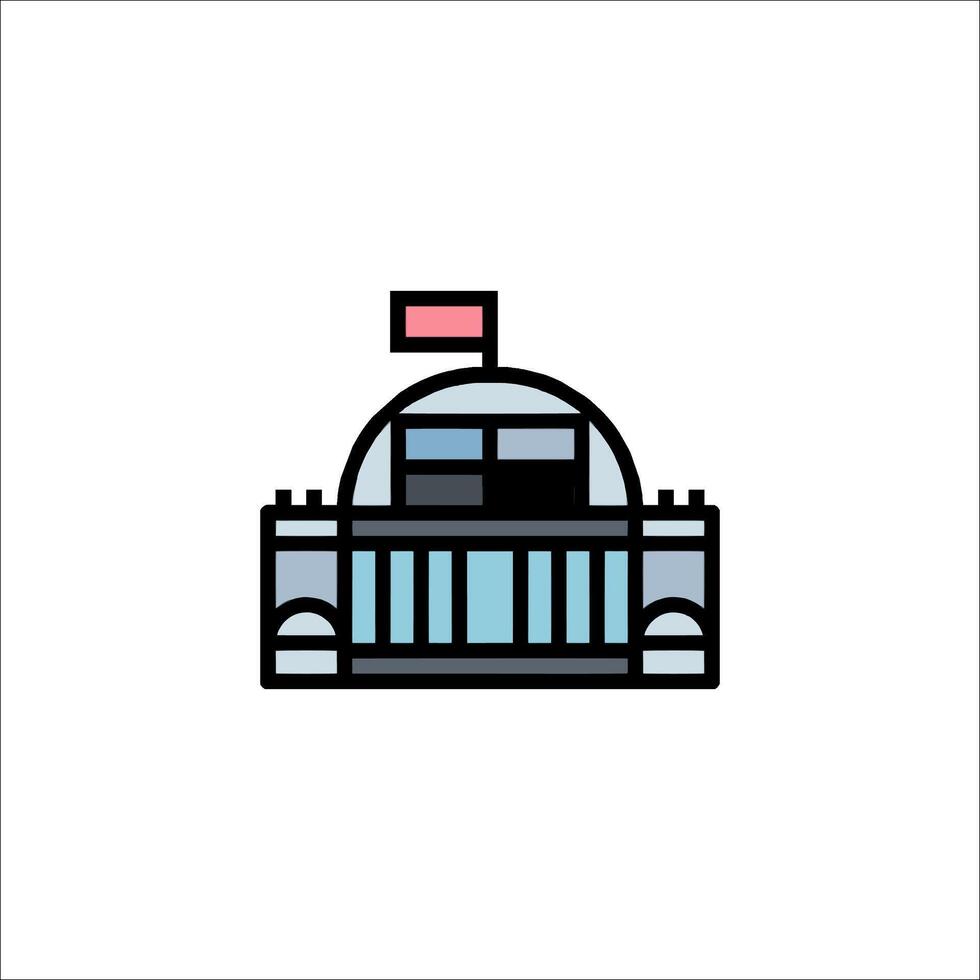 The white house is shown in a line drawing vector