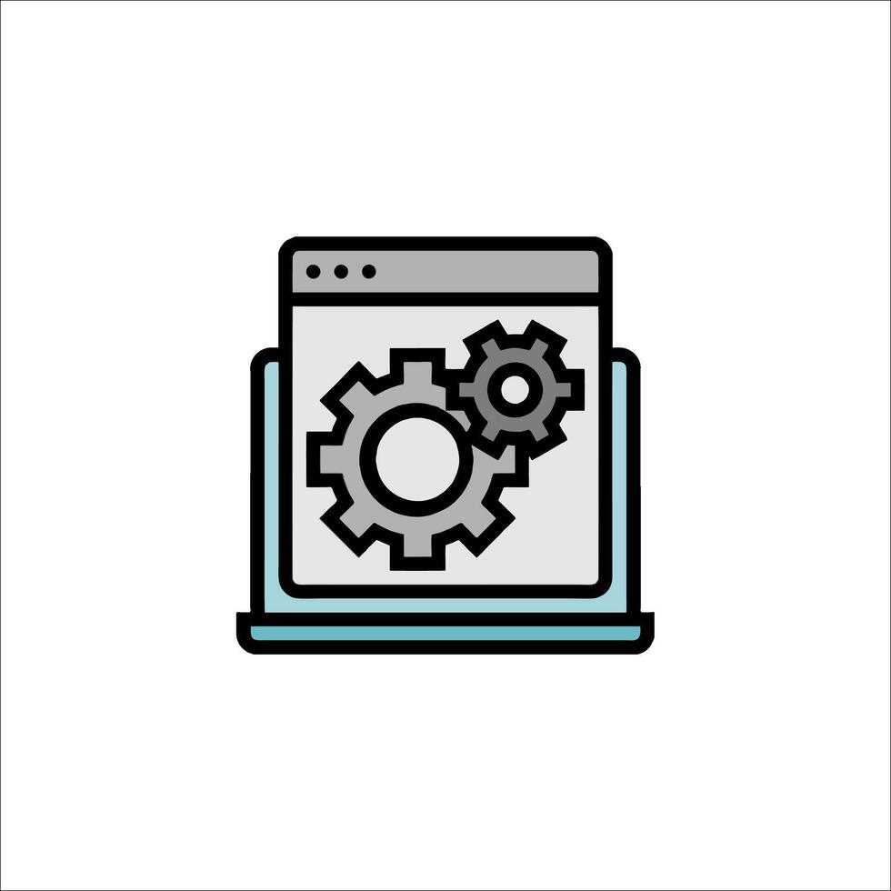 A computer with gears on it vector
