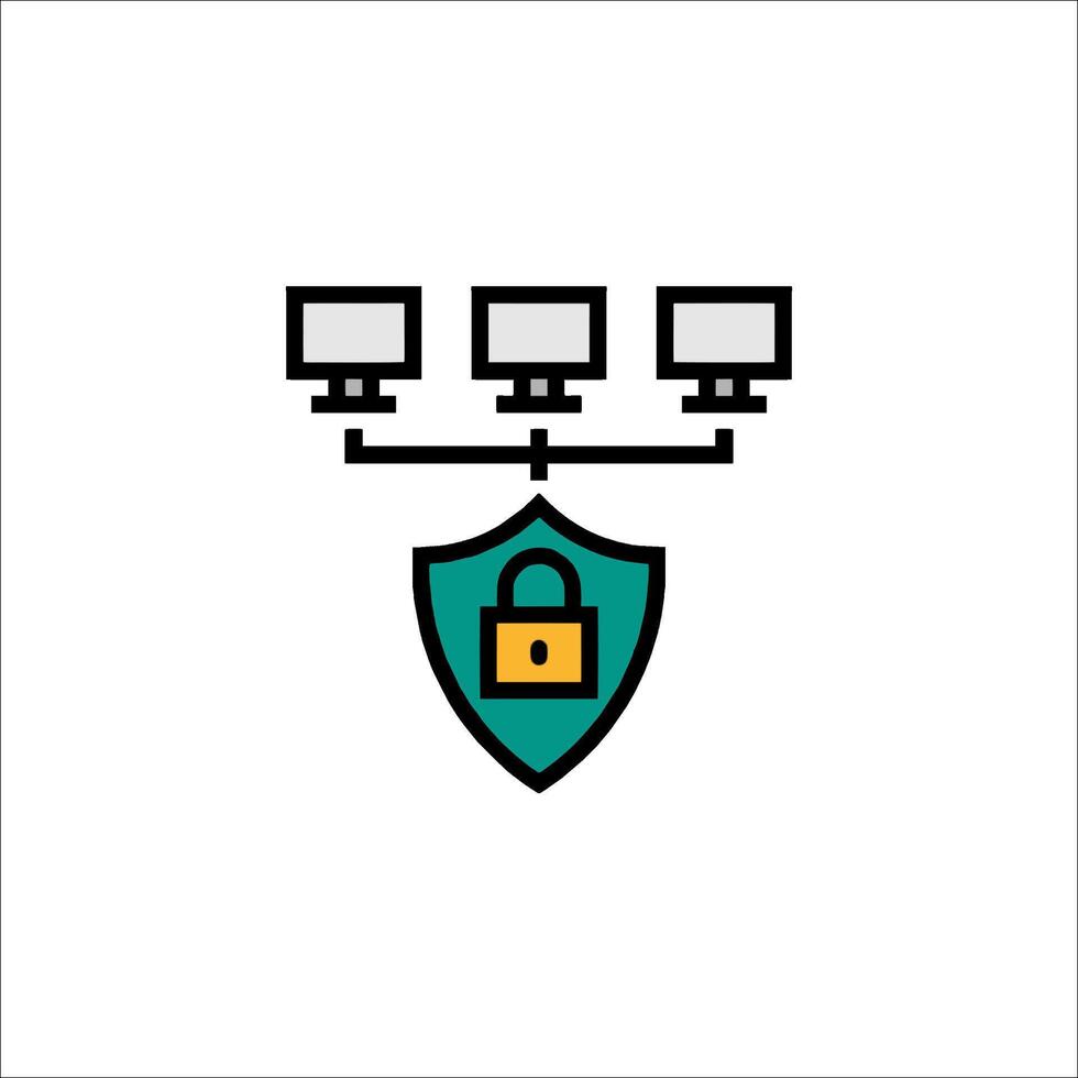 A logo with a shield and a padlock vector