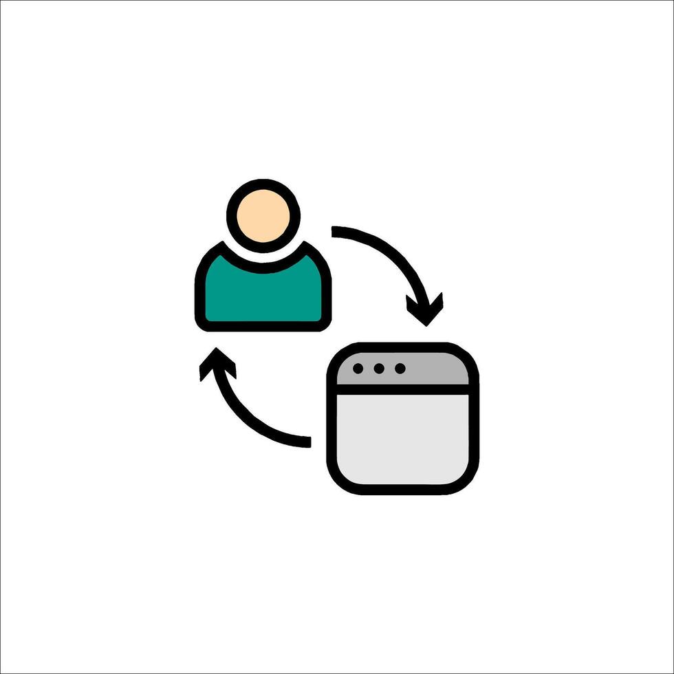 A person is connected to a computer and a computer is connected to a person vector