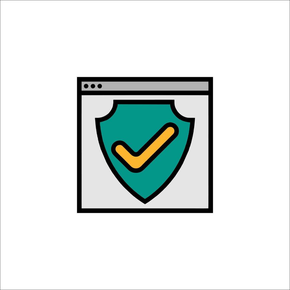 A shield icon with a tick mark on it vector