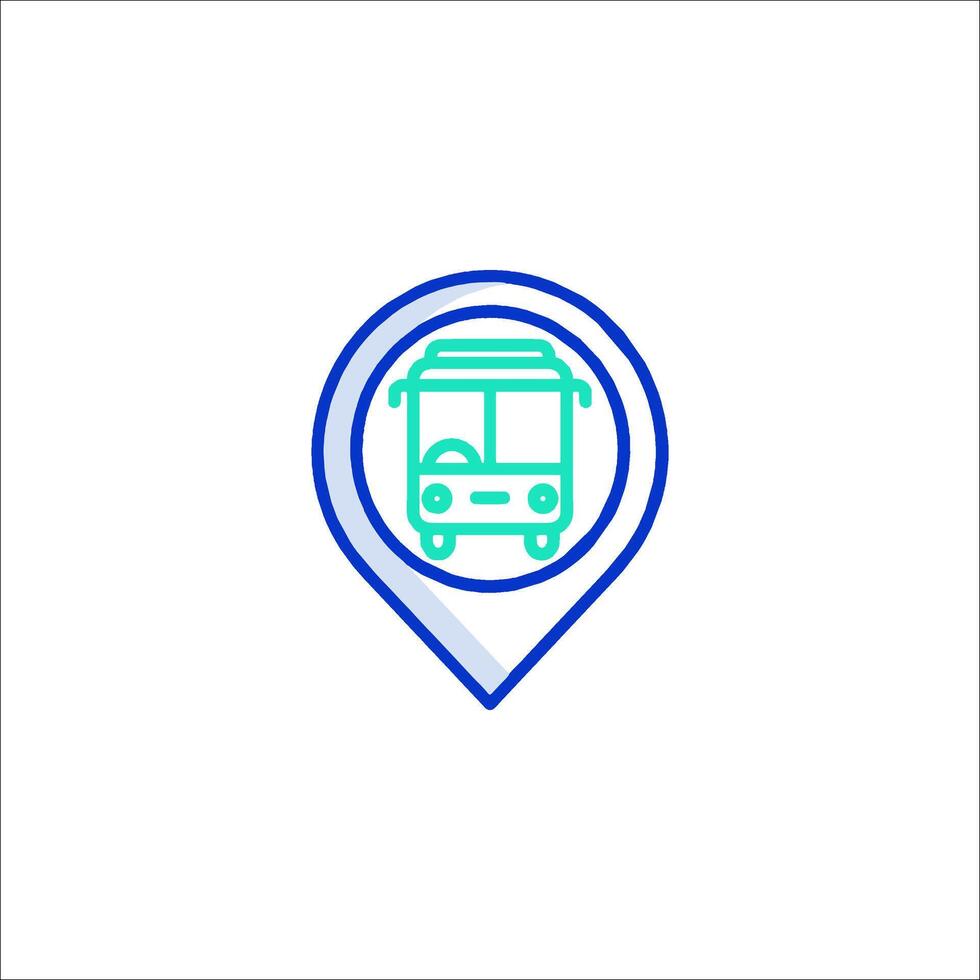 A bus icon on a map pointer vector