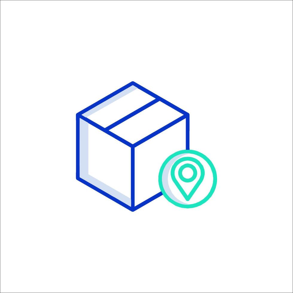 A box with a pin on it and a map vector