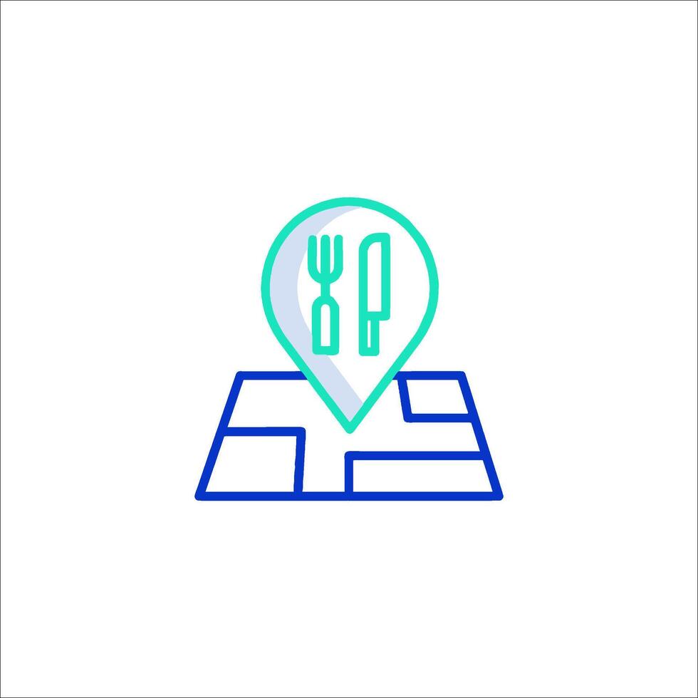 A restaurant icon with a map and a fork and knife vector