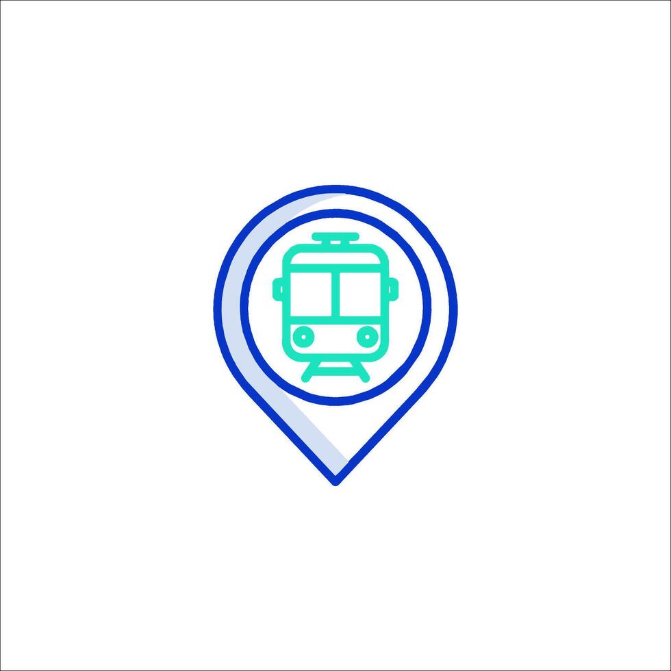 A map pin with a train icon vector