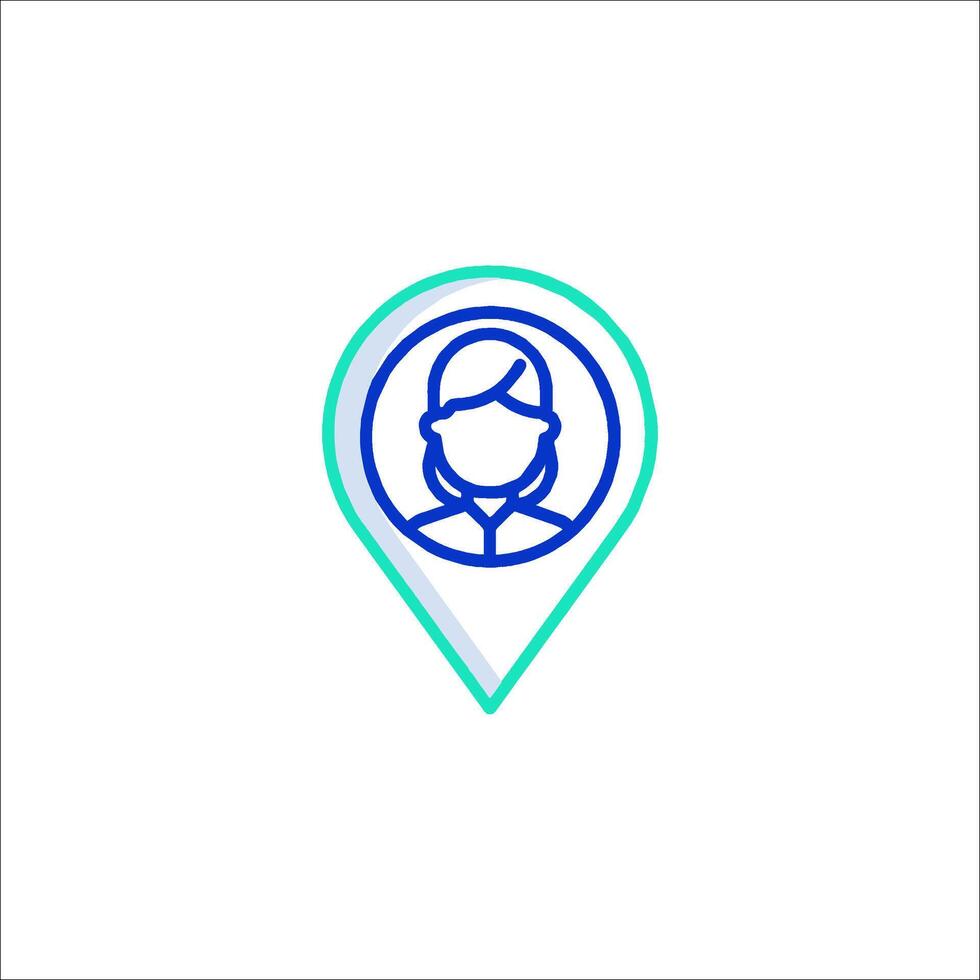 A map pin with a woman's face on it vector