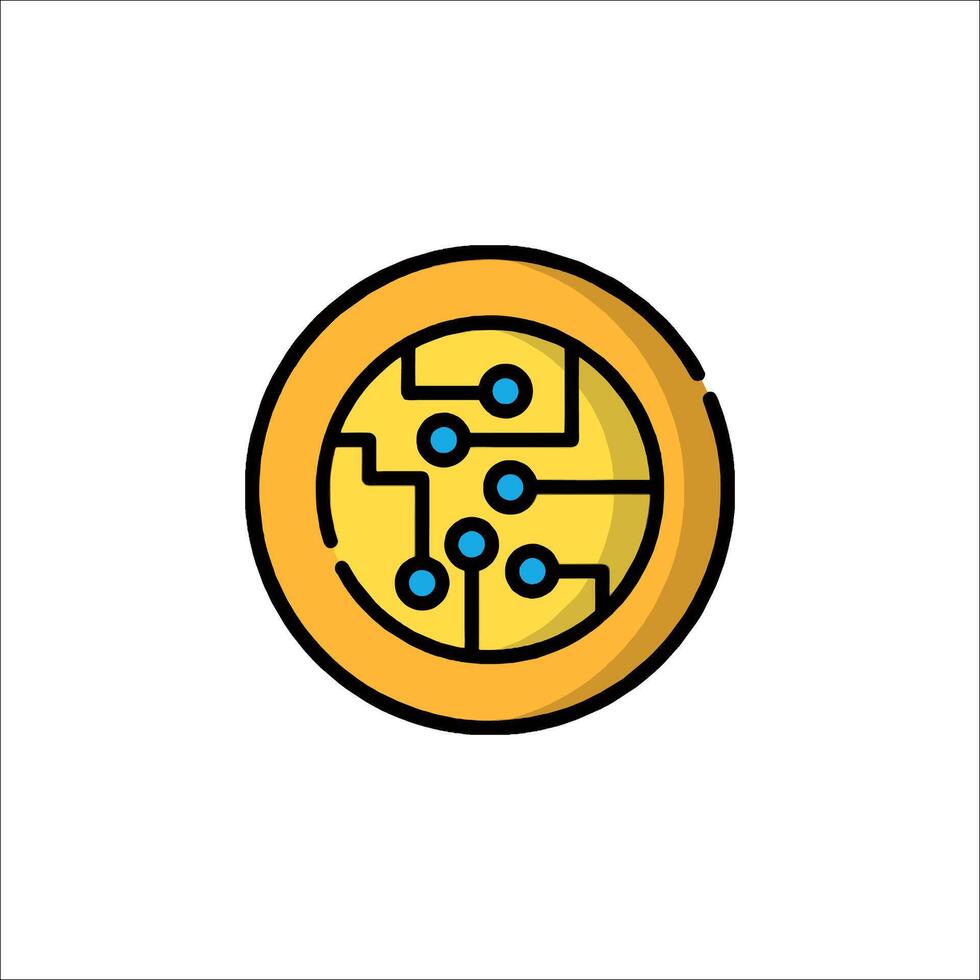 A pizza icon with a circuit board on it vector