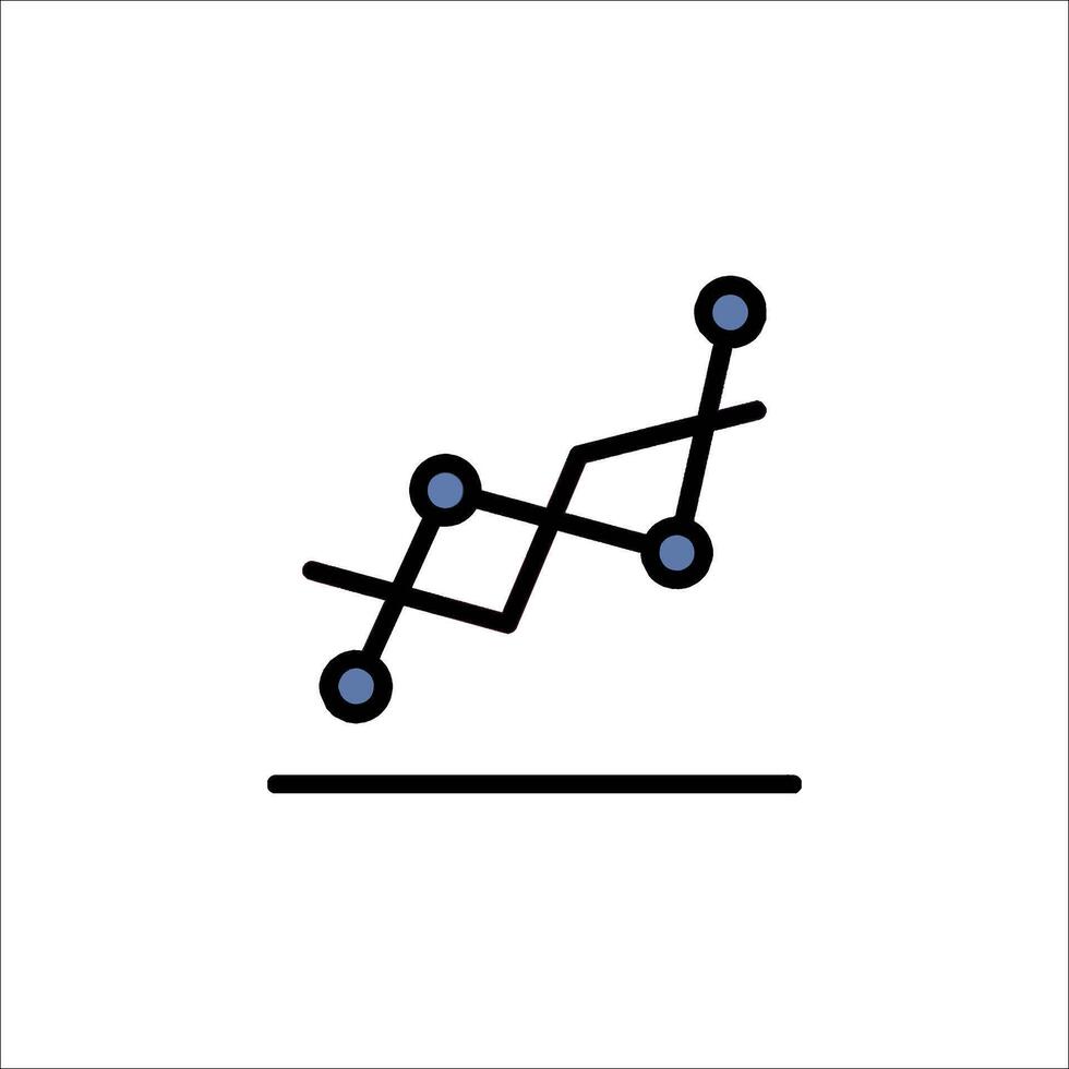 A graph icon with arrows and dots vector