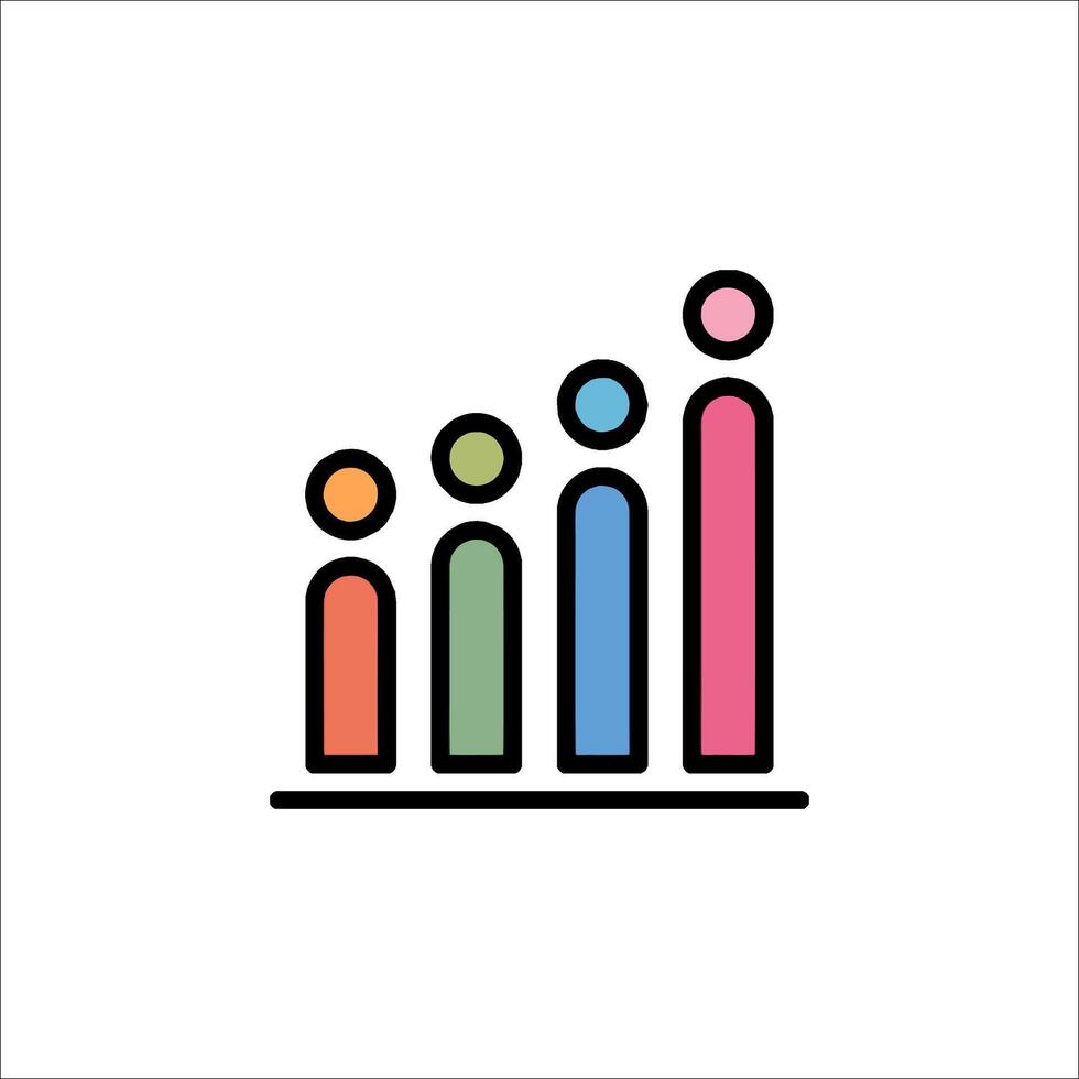 A colorful bar chart icon with people on it vector