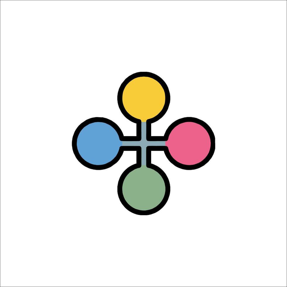 A colorful logo with four different colored circles vector
